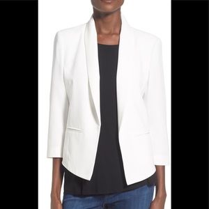 White ‘Curve' Open Front Shawl Collar Blazer